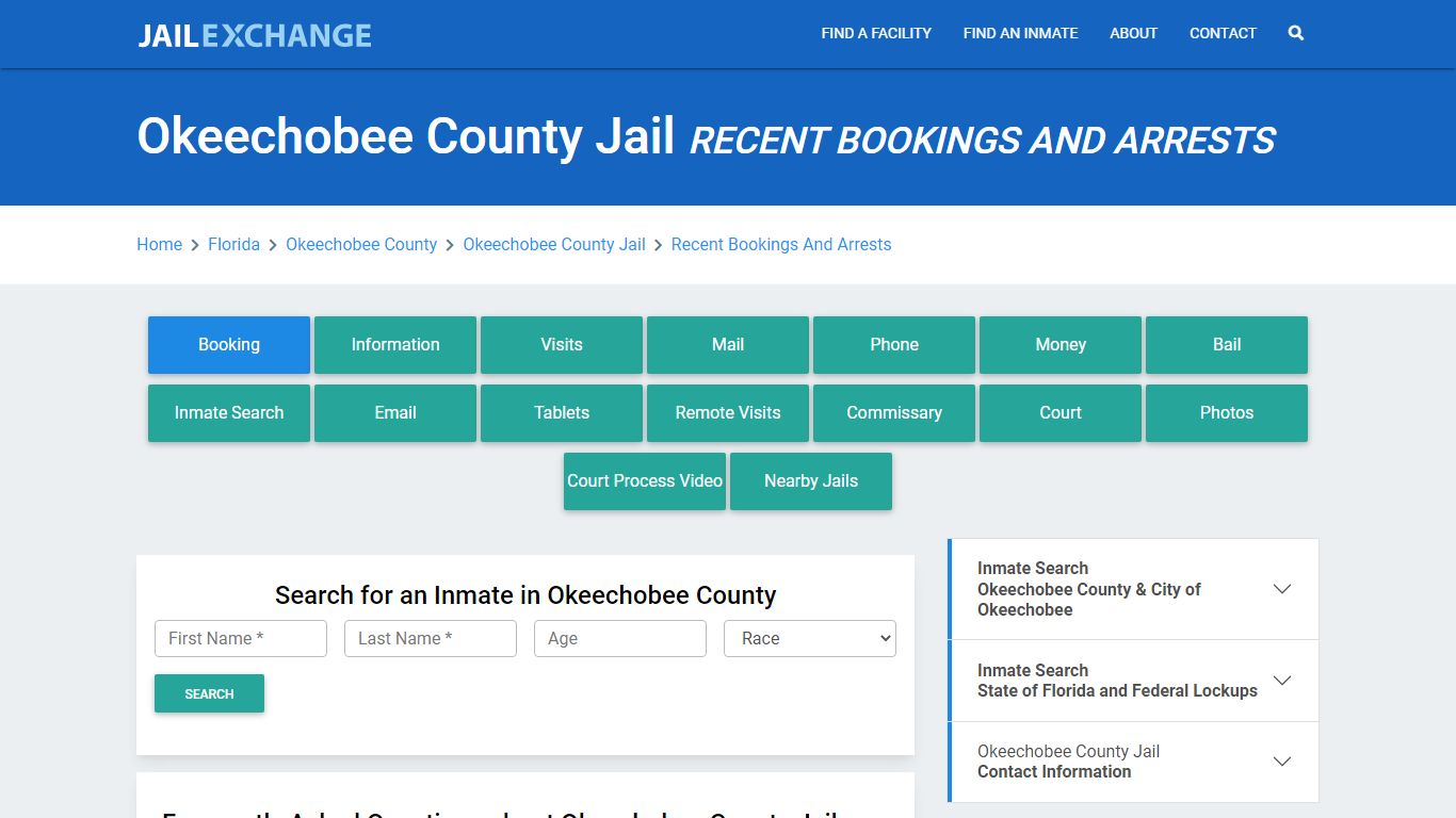 Okeechobee County Jail Recent Bookings And Arrests