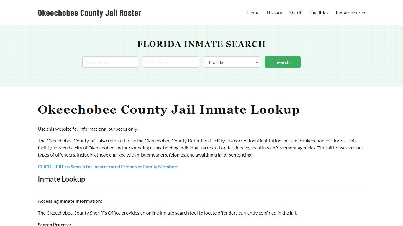 Okeechobee County Jail Roster Lookup, FL, Inmate Search